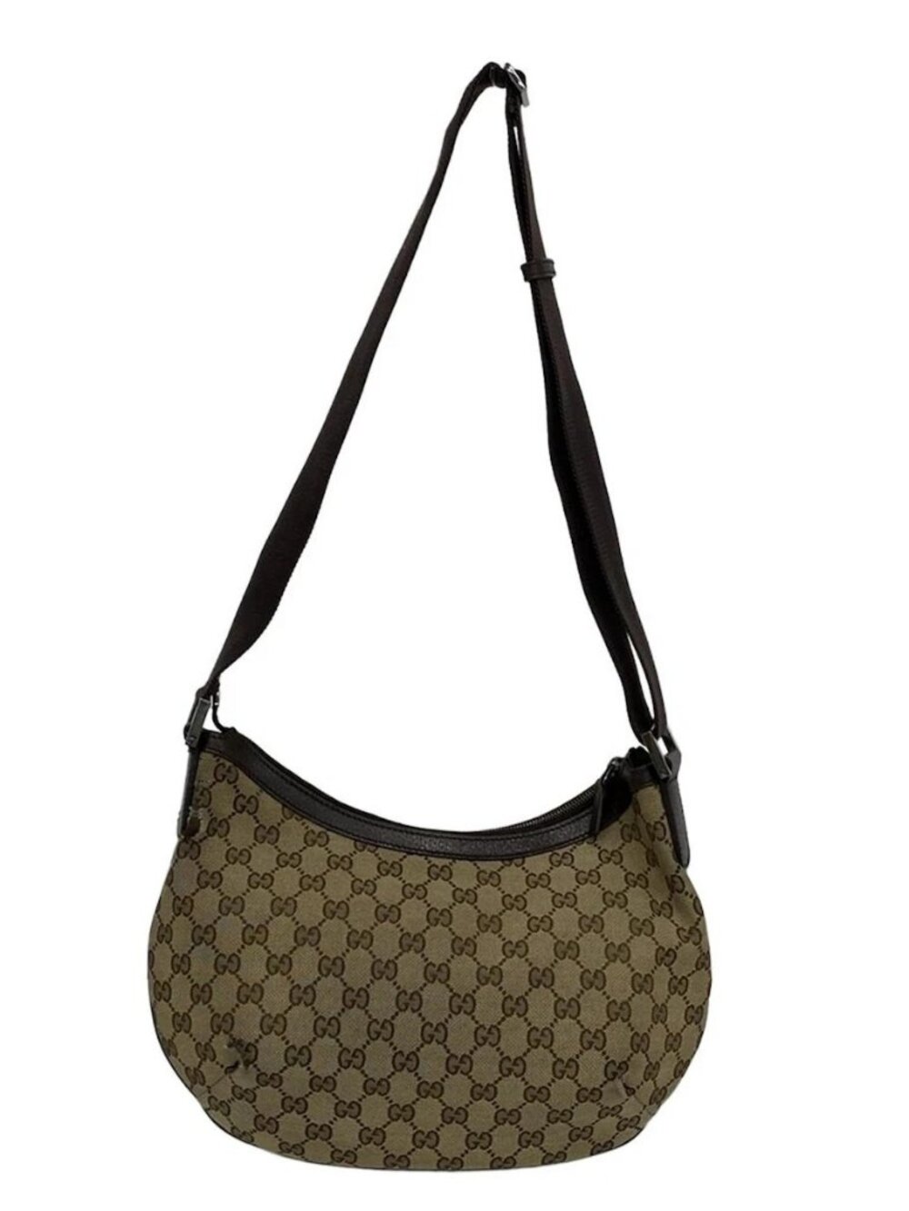GUCCI GG 181092 Beige Dark Brown Jacquard Leather - Shoulder Bag - Picture 3 of 16